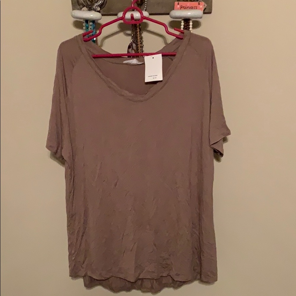 NWT light brown/tan boutique v-neck tee
